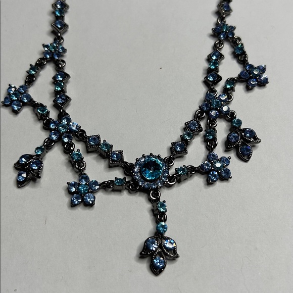 Silpada Designs Fine Sterling Silver Jewelry Blue Crystal Floral Necklace - Picture 6 of 13